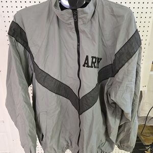 JWOD Skilcraft US Army IPFU Physical Fitness Jacket Windbreaker Gray Size L Long